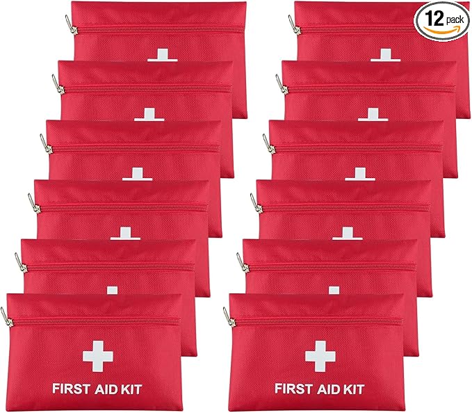 12 Pack First Aid Empty Bag, Travel Empty First Aid Kit Pouch for Emergency at Home, Office, Car, Outdoors, Boat, Camping, Hiking(Bag Only)