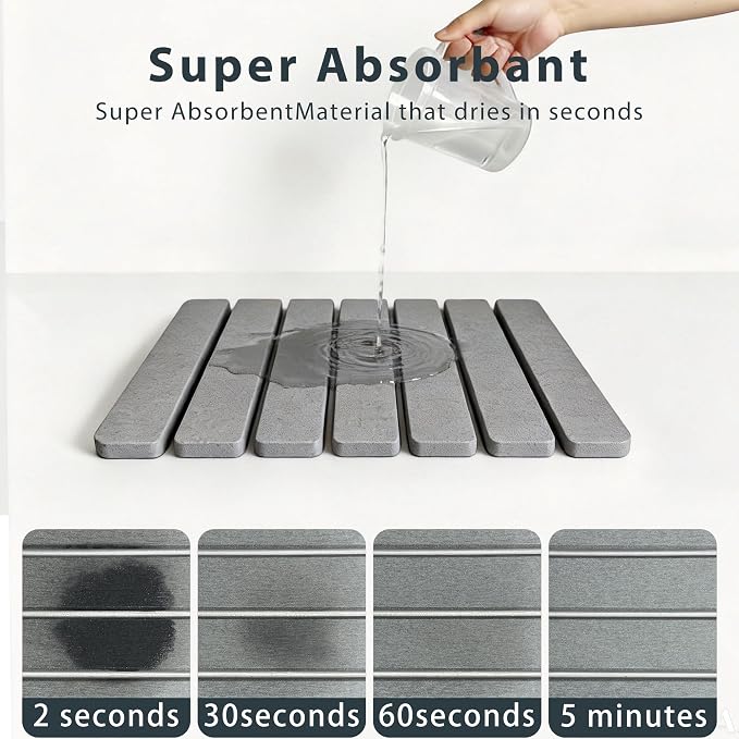 Stone Drying Mat of Kitchen Counter, Water Absorbent Diatomite Bath Mat