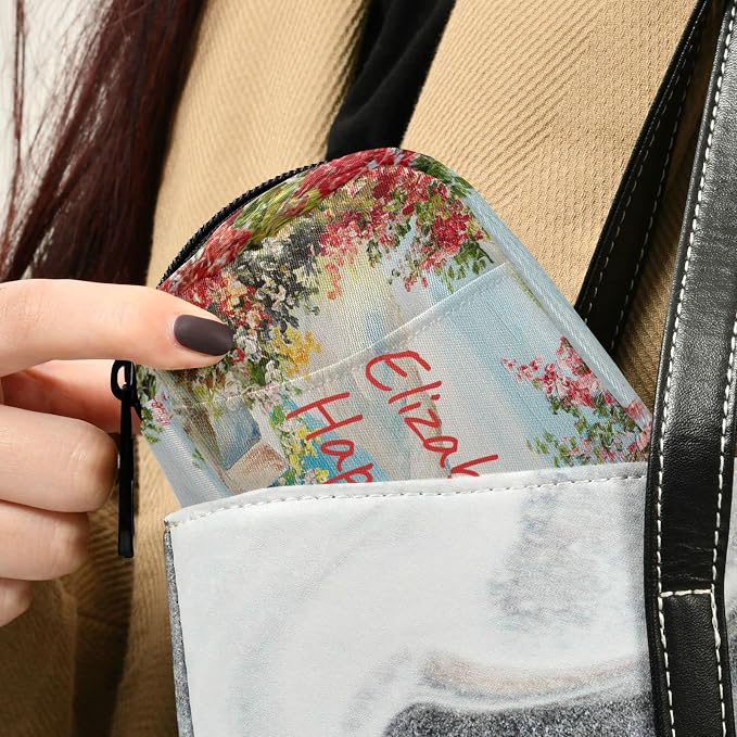 Custom Pill Box 7 Day Pill Case Bag Oil Painting Sea Flowers Personalized Name Travel Pill Organizer Bag with Zipper Portable Weekly Case Compact Size for Vitamin Supplement Holder