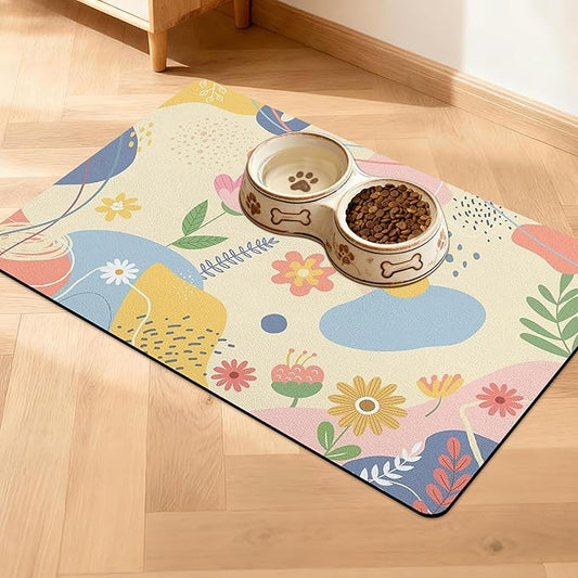 Pet Feeding Mat for Floors Waterproof Dog Mat for Food and Water Absorbent Quick Dry Non Slip mat for Cat Bowls