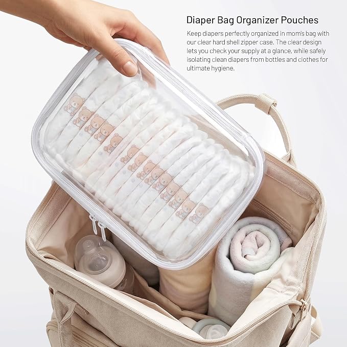 Clear Hard Shell Organizer Cases, 2 Pack | Durable PET shell with water-resistant, scratch-resistant surface for travel, toiletries, electronics and daily essentials