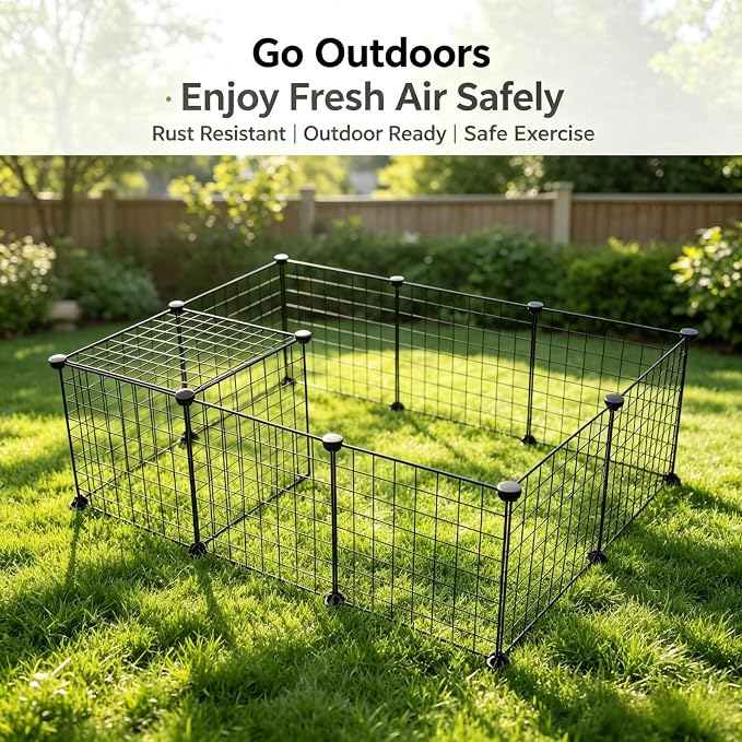 Modular Wire Pet Playpen Fence, 56x28x14 in, DIY Assembly | Rust Resistant, Indoor & Outdoor Use, No Tools Required, Small Animals, Portable Storage