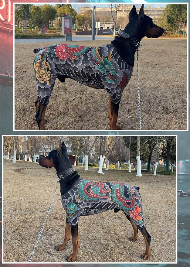 Pet Tattoo Clothes Dog Tattoo-Print Clothing for Small-Large Puppy Pet Pajamas Cat Costume (4XL)