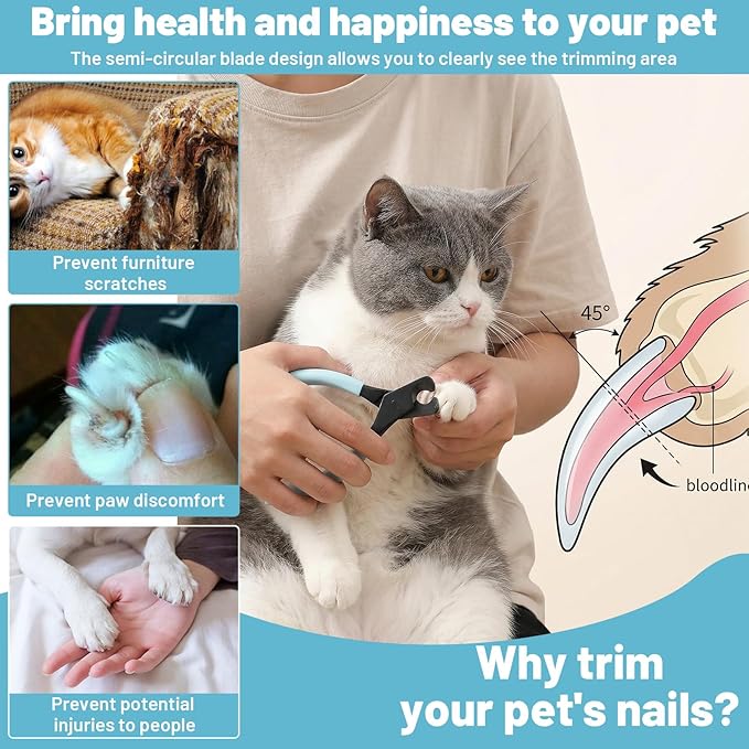 Dog & Cat Nail Clippers – Professional Stainless Steel Pet Nail Trimmer, Sharp & Splinter-Free Blades, Ergonomic Non-Slip Handle for Safe Easy Trimming at Home