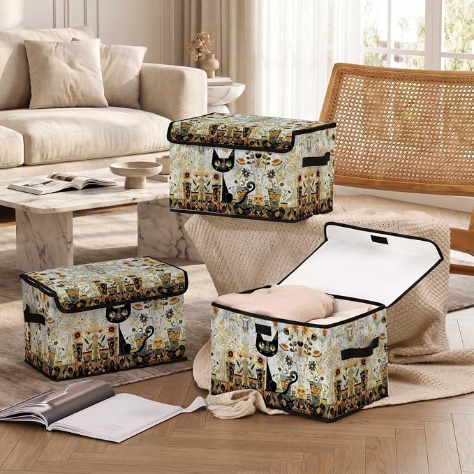 Fabric Storage Bins with Lids,Under Bed Storage Containers 3Pack | Stackable Clothes Storage Bins with Lids,Closet Organizers Fabric Box for Home and Office,Blanket Clothes Organizers