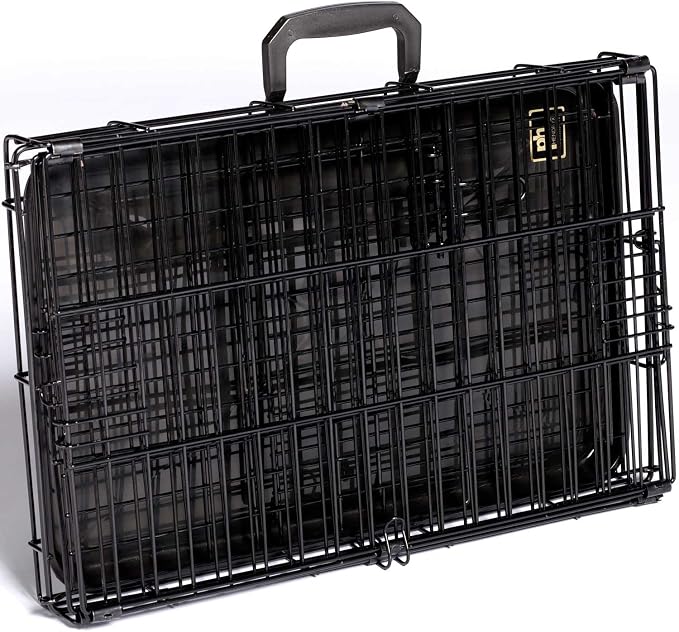 Prevue Pet Products Home On-The-Go Single Door Dog Crate - Extra Extra Small Collapsible Dog Cage for Travel, Indoor, and Outdoor Use, Foldable Kennel Design, Deep Plastic Pan - XXS, Black