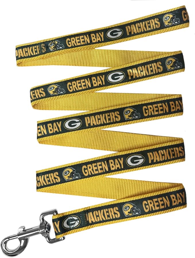 NFL PET Leash Green Bay Packers Dog Leash, Large Football Team Leash for Dogs & Cats. A Shiny & Colorful Cat Leash & Dog Leash Licensed by The NFL