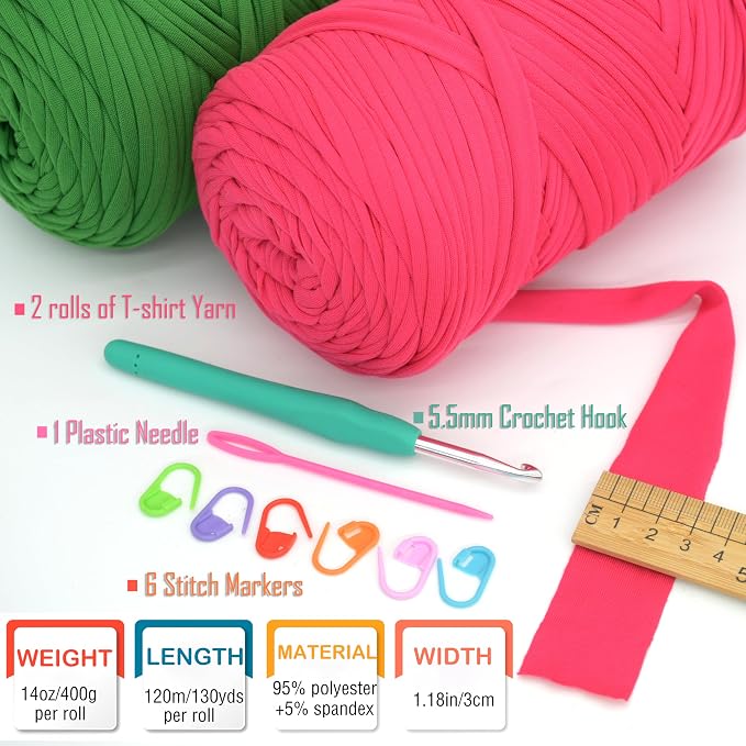 2 Pack Tshirt Yarn for Crochet,Black T Shirt Soft Elastic Fabric Chunky Thick T-Shirt Crochet Yarn for Crocheting Knitting Beginner Hand Knitting Bag/DIY Craft/Home Decor 2 * 400G-Black
