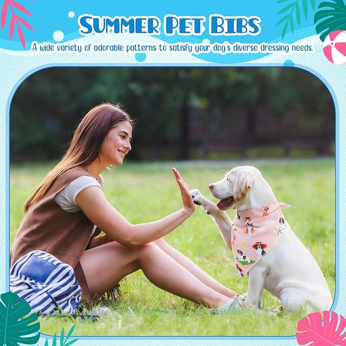 Sanwuta 60 Pcs Dog Bandanas Summer Fruit Dog Bandanas Bulk Adjustable Pet Bibs Triangle Scarf Cat Costume for Small to Large Pet (Fruit Pattern, Medium)