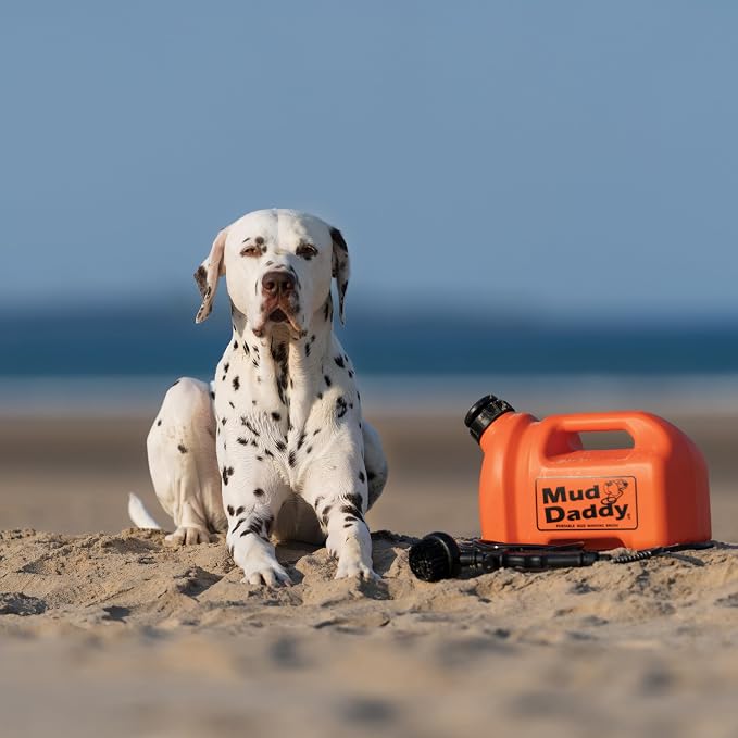 Dog Washer - Portable Paw Cleaner with Bath Brush, Shower Hose Attachment, and 1.3 Gallon (5L) Capacity in Orange