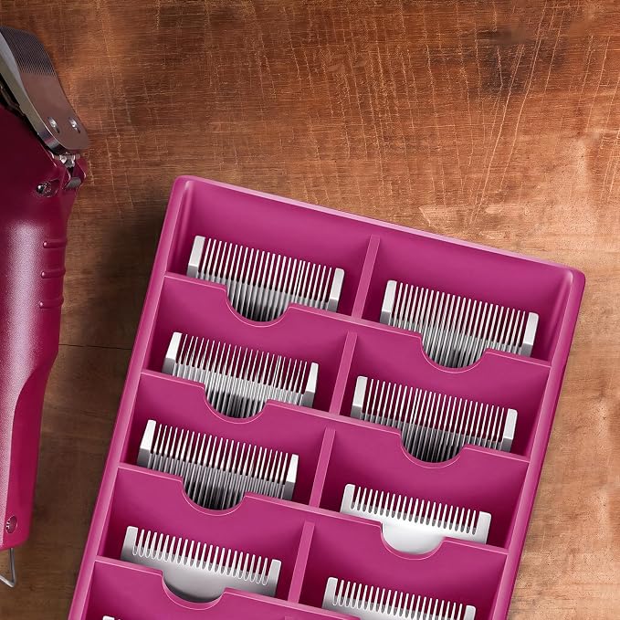 4 Pack Pink Clipper Blade Holder 10 Slot Clipper Razor Blade Rack Storage Tray Caddy Grooming and Barber Holder Organizer Case and Stylist Station Accessories