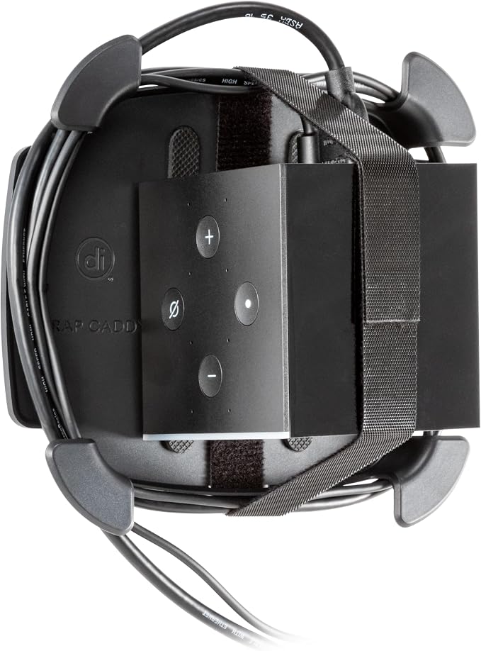Wrap Caddy Streaming Device Organizer | Streaming device and cable organizer, adjustable strap, cable management tabs, mounts behind TV, reduces clutter