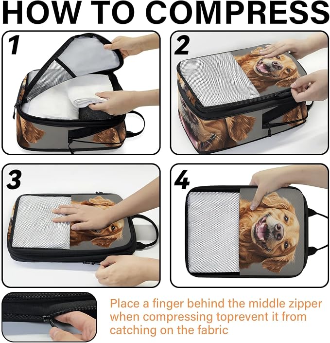 Labrador Dog 6 Set Compression Packing Cubes Cute Expandable Packing Organizer for Travel Accessories Luggage Suitcase Bag