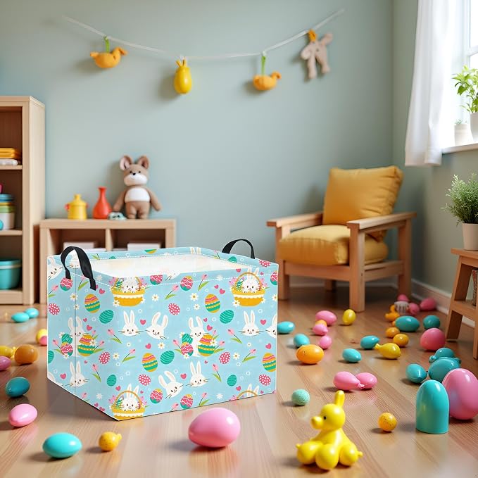 Rectangular Flower Easter Basket for Kids - Baby Storage Bin and Organizer, Shelf, Book Basket, Room Decor