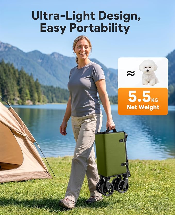 Collapsible Wagon with Wheels,120L Wagon Cart for Camping Groceries Beach | 220lbs Capacity Wagon Carts Foldablet,Smallest Folding Size,Lightweight Portable,Adjustable Handle,Transport long items