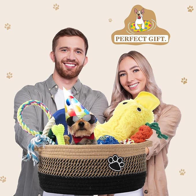 Zopeal Dog Toy Gift Basket Set for Puppy Birthday, Black