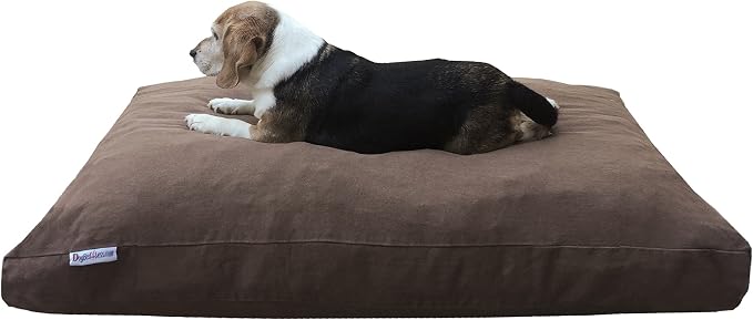 Dogbed4less Extra Large Memory Foam Dog Bed Pillow with Orthopedic Comfort + Waterproof Liner and Durable Pet Bed Denim Cover 47"X29", Brown