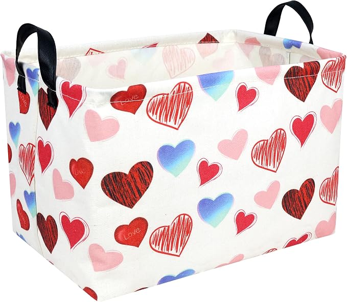 Valentine's Day Basket Gift for Empty Cute Heart Large Storage Bin for Kid and Baby Room Décor (Beauty Love)