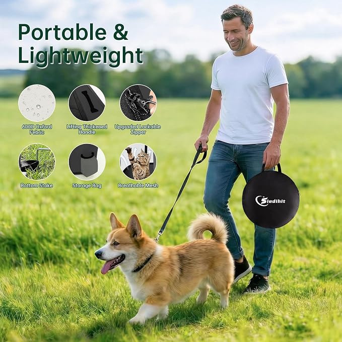 Siedihit 31" Dog Playpen,Cat Puppy Pen, Pet Portable Crate Indoor Outdoor | Durable Travel Camping Use,Foldable Dog Kennel Tent Cage for Rabbit Small Animals with Carrying Case(Dark Grey, Medium)