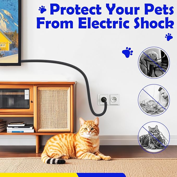 UOMTFAI Cord Protector from Pets No Chew 3/8” 10ft Cable Sleeve Black | Wire Protector, Cord Sleeve, Cord Management for HDMI, Charging Cable, USB