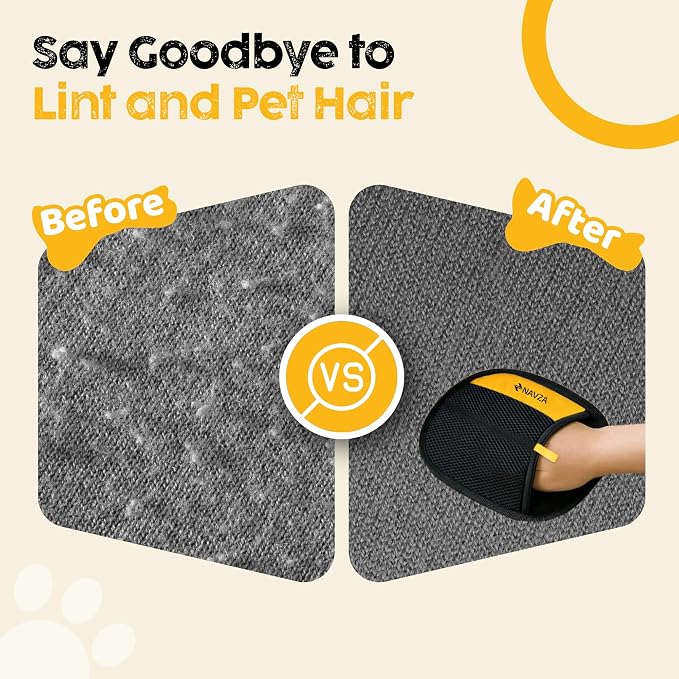 Pet Hair Removal Glove for Dogs & Cats – Reusable Electrostatic Pet Hair Remover Glove Quick Wiping & Washable – 2PCS Magic Brush pet Hair Tool with Comb & 2 Wall Hooks