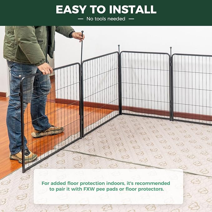 FXW Rollick Dog Playpen, Indoor, Yard & RV Camping, 32" H, 48 Panels | Easy setup, Heavy-duty, DIY layouts, for Small & Medium Dogs, Patented