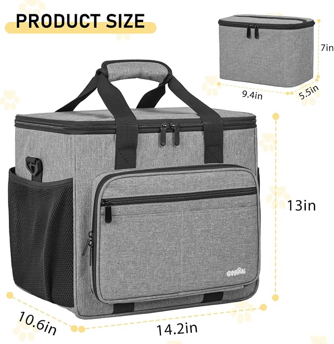 GMAK Pet Grooming Bag,Pet Hair Clipper Organizer Grooming Bag for Equipment | Dog Grooming Tote Bags Pets Tools Supplies Organizer for Dog Cat Equipment, Grooming Tools and Accessories, Grey