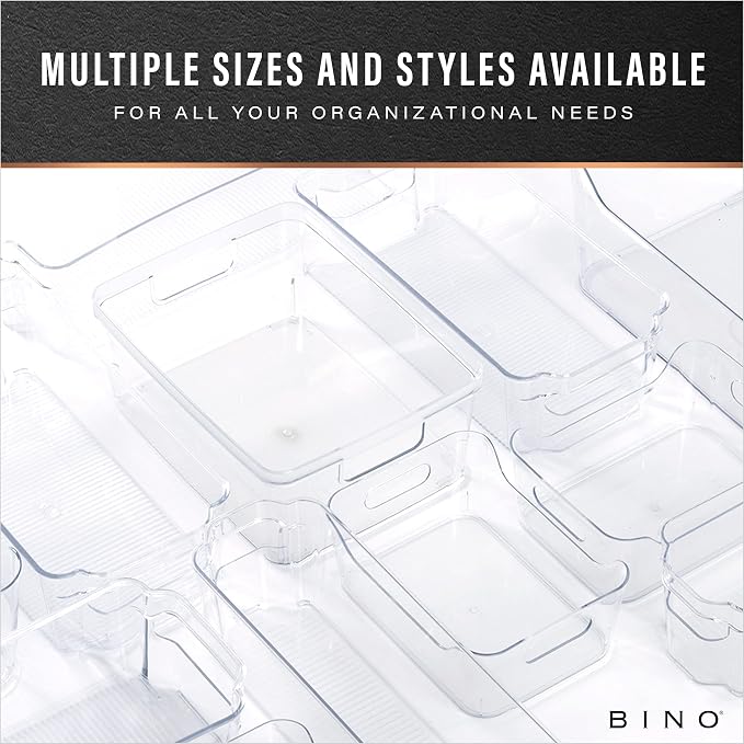 BINO | Plastic Storage Bins, X-Small - 15 Pack | THE LUCID COLLECTION | Multi-Use Built-In Handles BPA-Free Clear Storage Containers | Fridge Organizer | Pantry & Home Organization