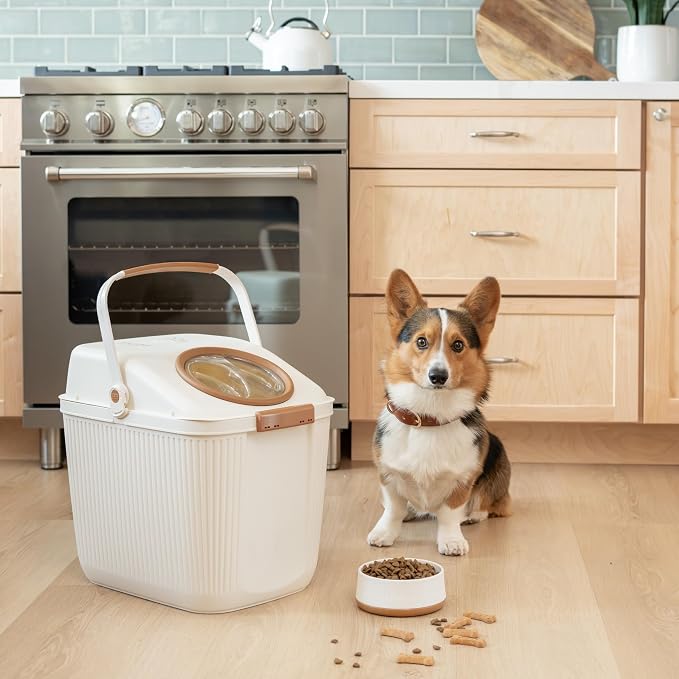 Harry Barker Small Modern Dog Bowls, 2-Pack Eco-Friendly Plastic Pet Food & Water Bowls, Non-Slip Base, Dishwasher Safe, BPA-Free, Neutral Design, Holds 3 Cups Each