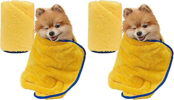 PETHROOM Ultra Absorbent Pet Towel | Quick-Drying, Soft Microfiber Dog & Cat Bath Towel | Lightweight, Durable, Fast Water-Soaking | Ideal for All Breeds (Medium) 15.7" x 31.5" (Pack of 2)