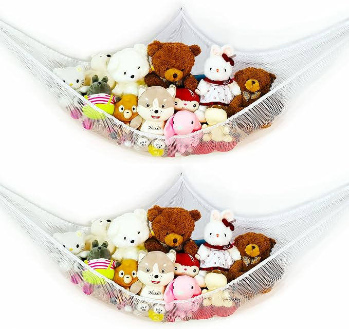 85x63x63 in Jumbo Stuffed Animal Hammock Corner Toy Teddy Bear Hammock Net Stuffed Animal Storage Net! (2Pack)