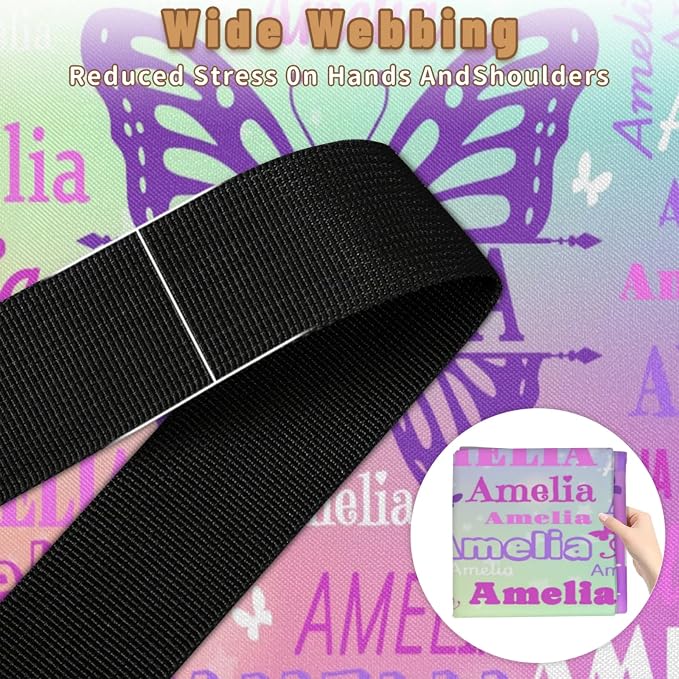 Custom Name Large Clothes Storage Organization with Lids, Shelf Basket, Bedding Clothes Towel Storage Bin for Nursery, Gift Basket, Pet Basket, Coloful Gradient Galaxy Purple Green with Butterfly