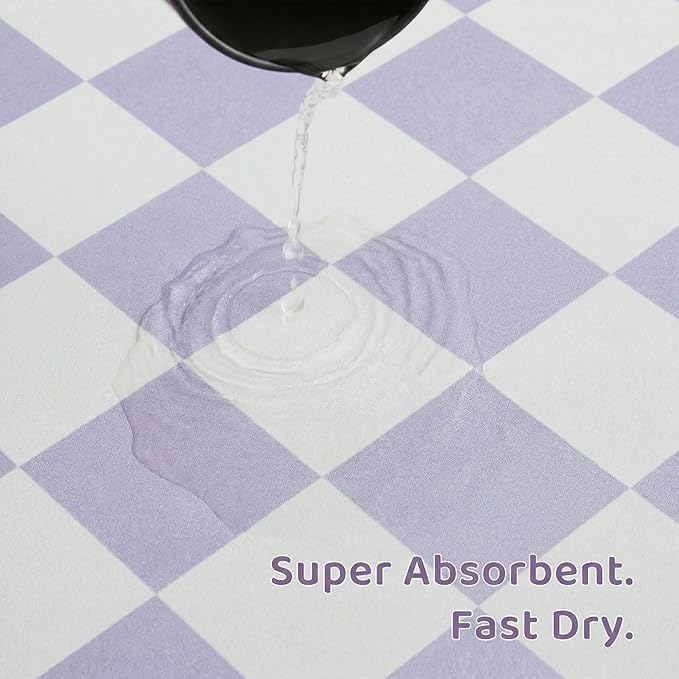 Ralxion Checkered Dog Feeding Mat, Absorbent Mats for Dog Food and Water Bowl, Dispenser, Aesthetic Purple Checkerboard Pet Placemat for Dogs, Cats, Puppy Accessories (Purple, 12 x 19)