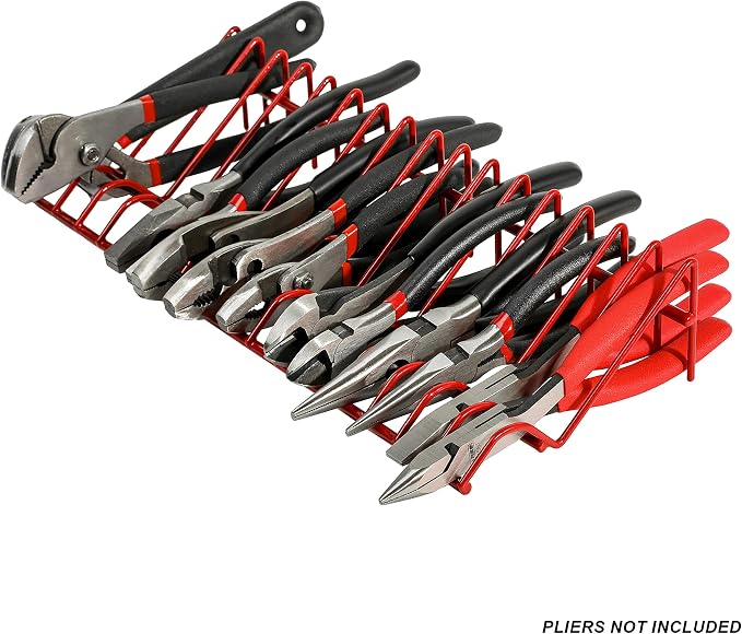 ARES 62003 Red 16-Slot Plier Rack - Tool Drawer Organizer | 3/4-In Slots Fit Most Pliers; PVC Coating Prevents Slippage
