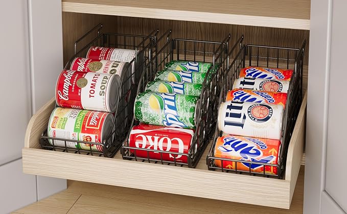 Sonyabecca 6 Pack Stackable Can Organizer for Pantry Cabinet Food Storage | Soda Can Organizer Storage Rack, Can Food Storage Dispenser for Pantry and Cabinet Shelves with Stackable Design