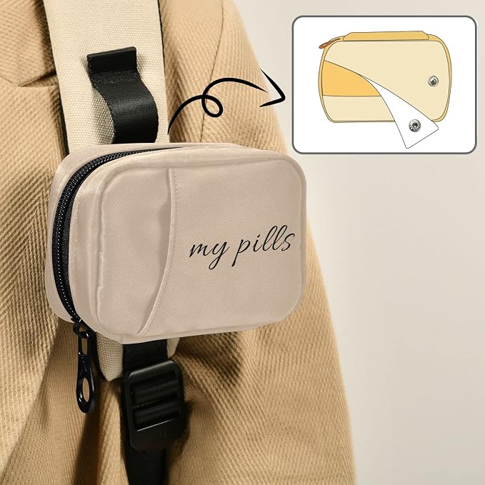 Naanle Text My Pills Pill Box 7 Day Case Bag Travel Organizer with Zipper Portable Weekly Compact Size for Vitamin Supplement Holder A Cartoon Brown 4.6 x 3.14 x 1.88 Inch 0.12 kilograms