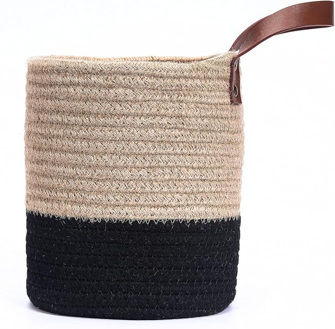 Wall Hanging Storage Basket, Woven Plant Holder for Organizing, 6.3” x 7" | Small decorative basket for towels, and toys, flowers. Hanging storage organizer for wall decor and home organization.