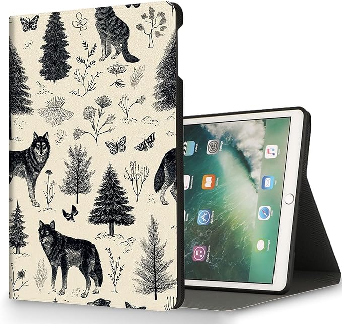 for Microsoft Surface Pro X/Pro X Plus-13 2019/2020/2021/2024 Tablet Case,Auto Wake/Sleep,Adjustable Stand Protective Cover - Wolf Pattern