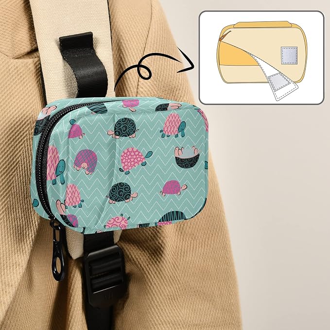 Naanle Swirl Cartoon Turtle Pill Box 7 Day Pill Case Travel Pill Organizer Bag with Zipper Portable Weekly Case Compact Size for Vitamin Supplement Holder Home