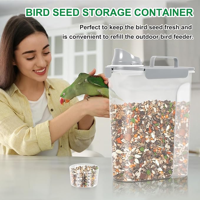 TBMax 10 lbs Cat Dog Food Storage Container, 2026 Upgraded Large Pouring Container for Pet Food Storage, Bird Seed Dispenser, Portable Travel Kibble Holder -Light Gray