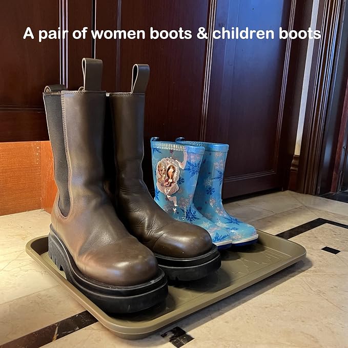 WATANIYA PET Boot Tray for Entryway Indoor, Heavy Duty Shoe Mat Tray 2 Packs, 16.7"x12.8" Waterproof Mat with Raised Edge, Outdoor Multi-Purpose for Boots, Shoes, Garden