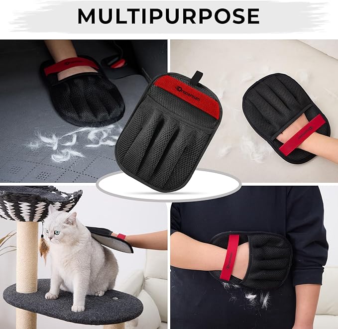 Pet Hair Removal Glove – Reusable Electrostatic Pet Hair Removal Mitt for Couch, Carpet, Car Seat & Laundry – Cat & Dog Fur Cleaning Tool for Furniture (Pack of 1)