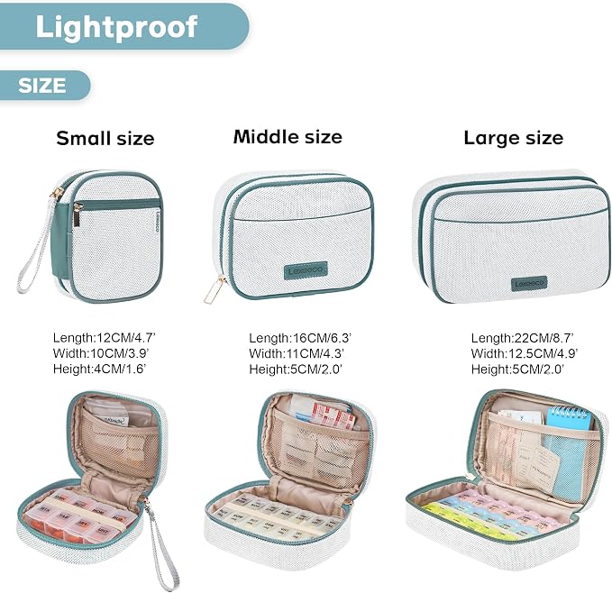 Lexeeco Travel Pill Case for Purse with Weekly Pill Organizer 2 Times a Day | Cute Am Pm Pill Box 7 Day ,Travel Medicine Organizer Pill Container Holder for Vitamins,Fish Oils,Medication,Medical Supplies