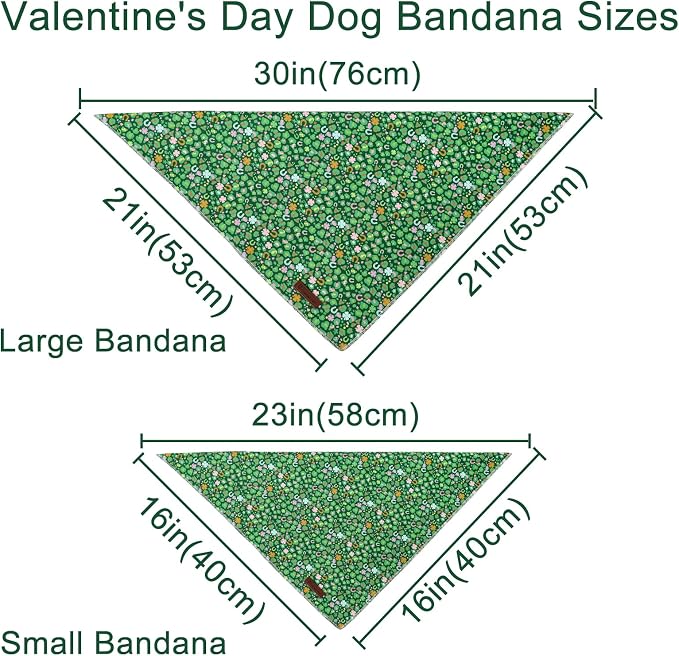 St. Patrick's Dog Bandanas, UP URARA PUP Shamrock Triangle Bid Clover Scarf for Medium Large Girl Boy Dogs, Spring Cotton Puppy Kerchief, Green Dog Bandana,L