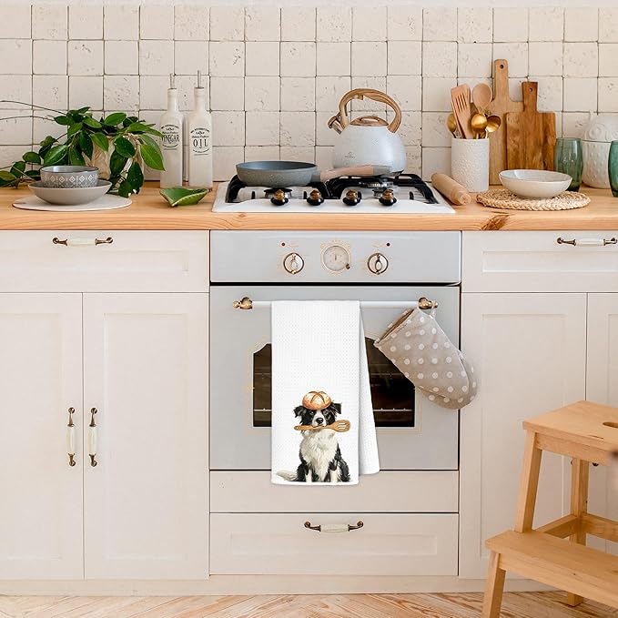 Border Collie Kitchen Towels 16x24 Inch, Border Collie Lovers Gifts Decorative Hand Towels for Kitchen Bakery, Cute Baking Chef Dog Dish Tea Towel Drying Cloth