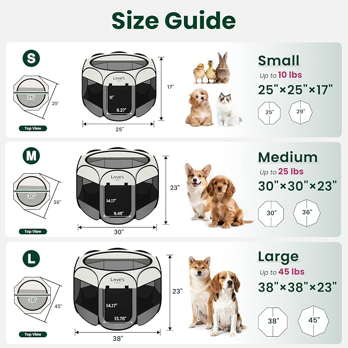 Love's cabin Pet Puppy Dog Playpen, Medium Dog Tent Crates Cage Indoor/Outdoor, Portable Playpen for Cat, Foldable Pop Up Dog Kennel Playpen with Carring Case, Removable Zipper Top, Grey