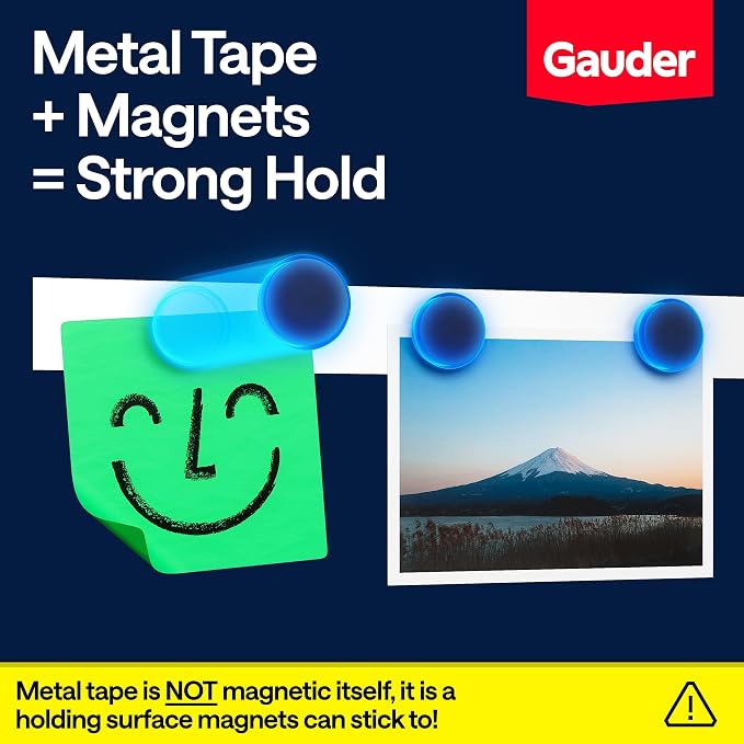GAUDER Metal Tape Self Adhesive | Ferrous Tape for Magnets | Metallic Steel Strip