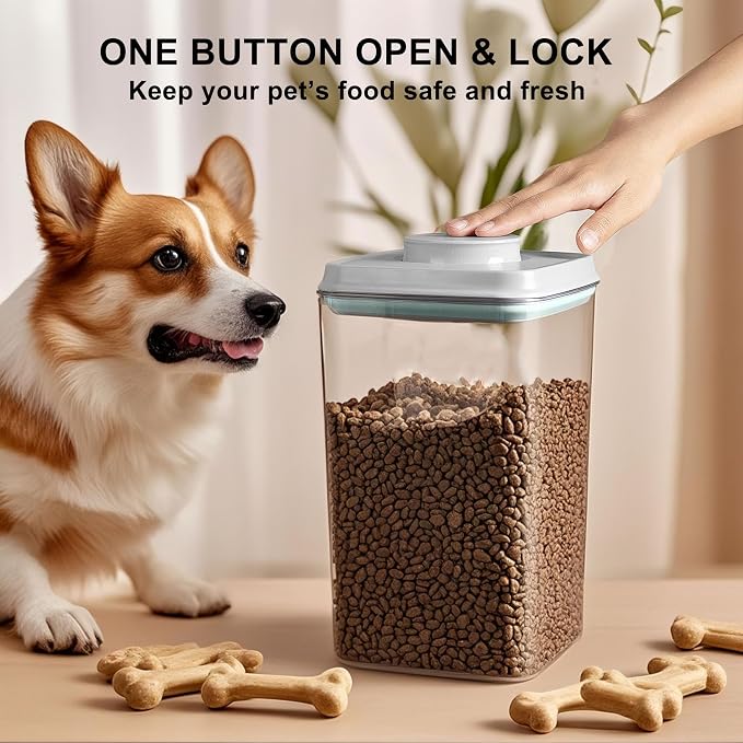 Dog Cat Pop Food Storage Container Airtight Pet Treat Container 2.8qt *1 | Airtight Dog Food Container for Kibble & Treats, BPA-Free Stackable Pop Up Lid Plastic Container One-Touch Opening