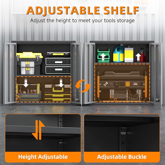 Garage Wall Cabinet with 2 Doors, Metal Wall Cabinet with Lock | 26''H Wall Mounted Cabinet, Lockable Floating Tool Cabinet, Steel Storage Cabinet for Kitchen,Office,Garage,Laundry,Warehouse