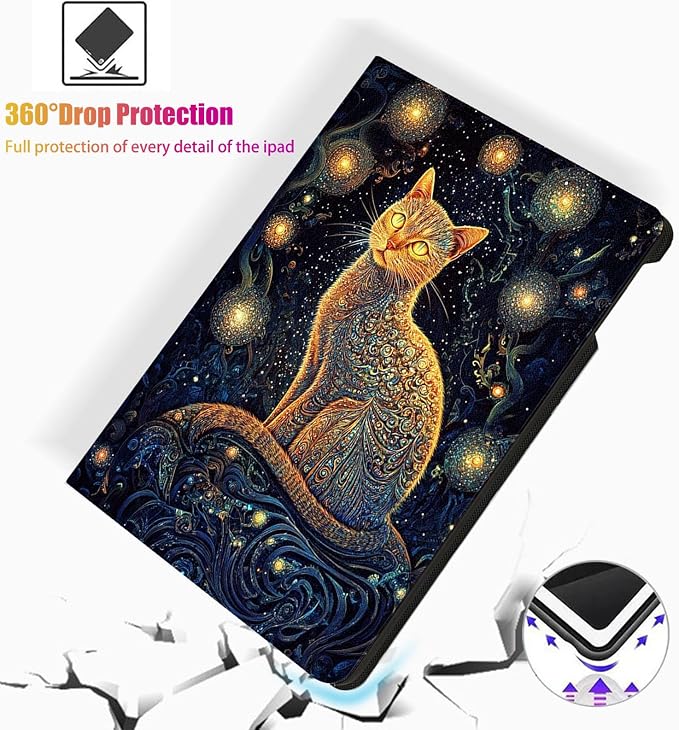 for Microsoft Surface Pro 8-13" 2021 Tablet Case,Auto Wake/Sleep,Adjustable Stand Protective Cover - Galaxy Cat Art